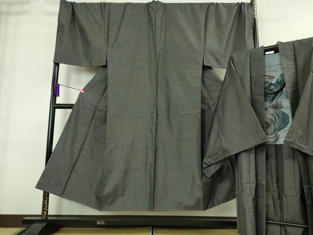 平和屋着物■極上　男性　本場大島紬　アンサンブル　キングサイズ　長羽織　羽裏・龍　亀甲柄　逸品　DZAA8535kh5