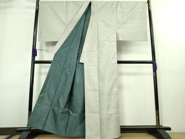 平和屋本店□極上 男性 本場大島紬 白大島 アンサンブル キングサイズ  