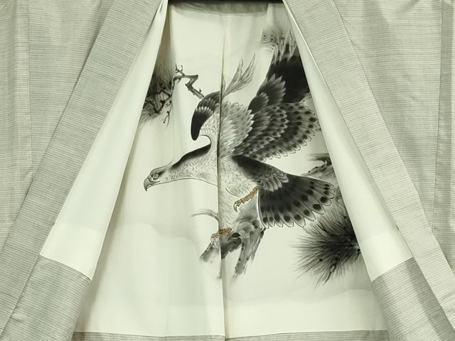 平和屋本店□極上 男性 本場大島紬 白大島 アンサンブル キングサイズ