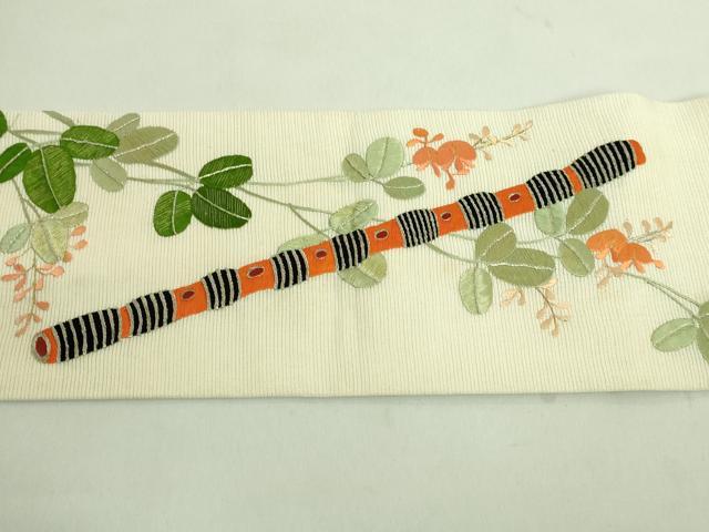 平和屋本店■極上　夏物　アンティーク　大正ロマン　九寸名古屋帯　総手刺繍　鯉　逸品　DZAA8556kh5 平和屋本店□極上 夏物 アンティーク 大正ロマン 九寸名古屋帯 総手