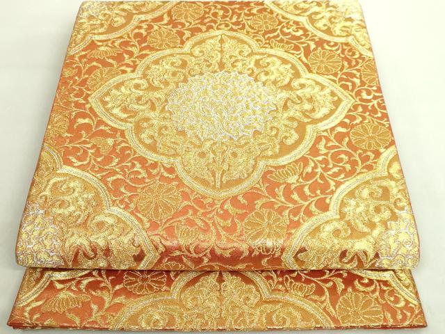 平和屋着物■極上　龍村晋謹製　全通柄袋帯　金襴手唐草文錦　金銀糸　逸品　DZAA8570kh5
