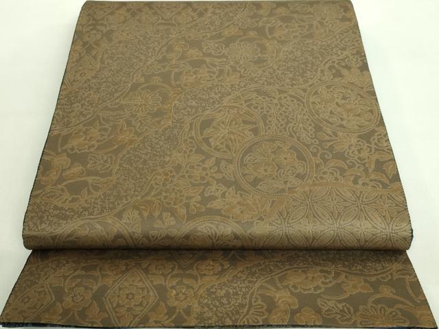 平和屋着物□極上 両面 全通柄袋帯 瓢箪蔦の葉文 道長