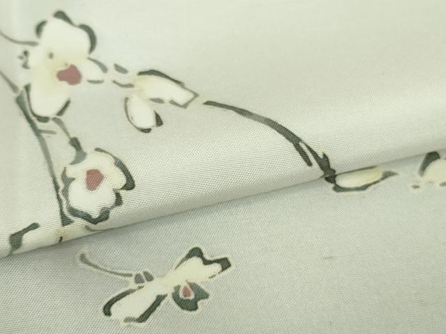 平和屋本店■極上　本加賀友禅作家　柿本市郎　訪問着　白山紬　手描き　枝花葉文　白練色地　やまと金ラベル　逸品　DZAA8652kh5 平和屋本店□極上 本加賀友禅作家 柿本市郎 訪問着 白山紬 手描き