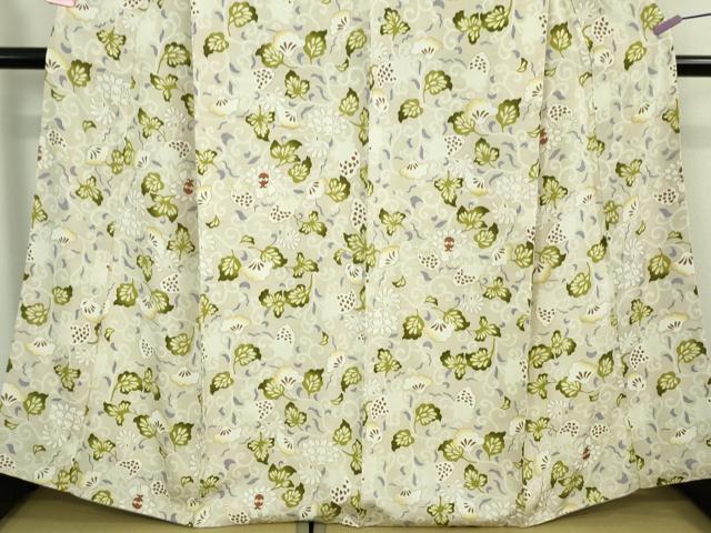 平和屋本店■極上　小紋　花唐草文　練色地　金彩　逸品　DZAA8665kh5 平和屋本店□極上 小紋 花唐草文 練色地 金彩 逸品 DZAA8665kh5