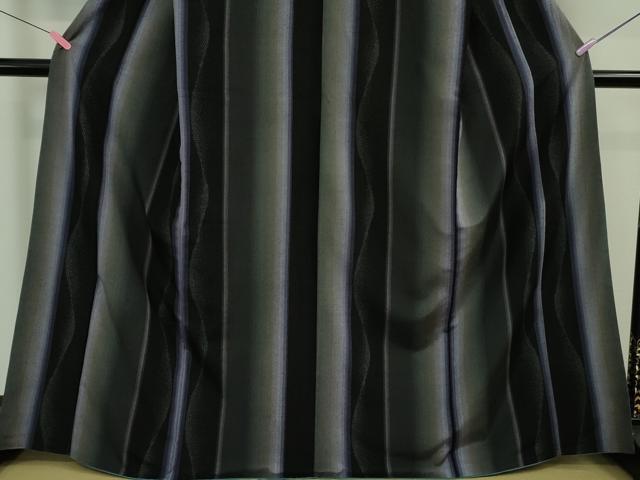 平和屋着物□極上 結城紬 はたおり娘 100亀甲 間道 黒地 やまと