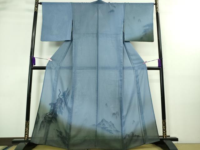 平和屋本店■極上　訪問着　無双　紗袷　紗×絽　手描き　螺鈿箔　虎　トラ　暈し染め　逸品　DZAA8685kh5
