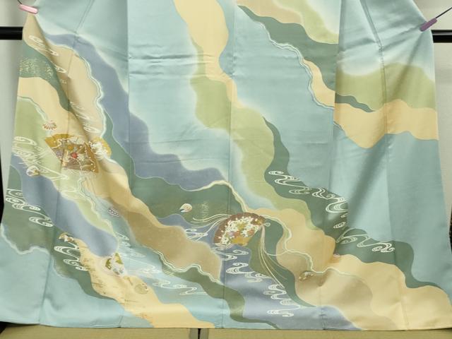 平和屋本店□極上 創業460年・千總 訪問着 駒刺繍 檜扇