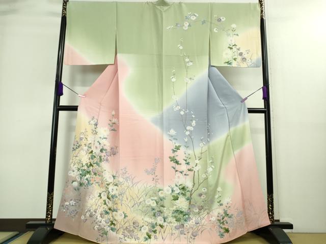 平和屋着物■極上　訪問着　友禅　乱菊　枝菊　枝梅　暈し染め　金彩　逸品　DZAA8697kh5