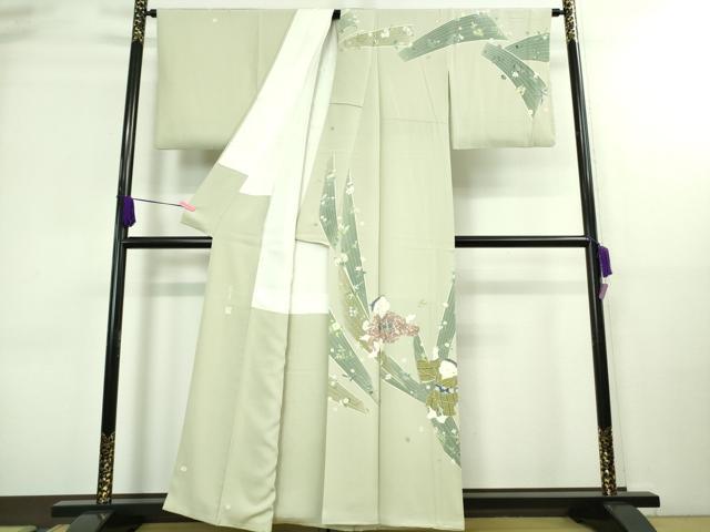 平和屋本店■極上　二代目・由水十久　本加賀友禅　訪問着　喜華　童子　白緑色地　逸品　DZAA8699kh5_1