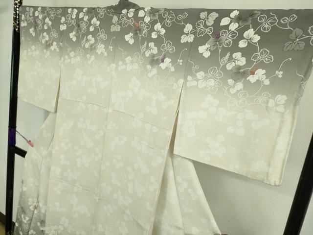 平和屋着物○極上 訪問着 刺繍 蔦の葉文 暈し染め 金彩 逸品