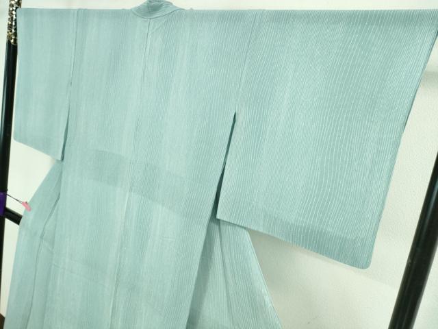 平和屋本店□極上 夏物 銀座もとじ 小紋 縦絽 縮緬地 浅縹色