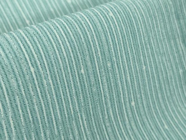 平和屋本店□極上 夏物 銀座もとじ 小紋 縦絽 縮緬地 浅縹色 逸品