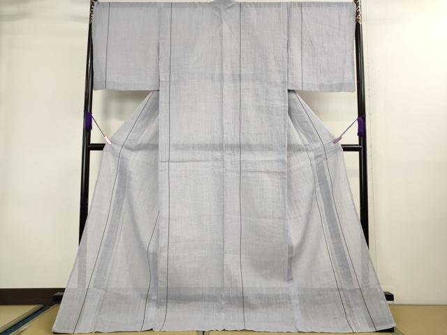 平和屋着物■極上　夏物　本場小千谷ちぢ麻　麻　ロング丈　間道　藤鼠色地　逸品　DZAA8704kh5