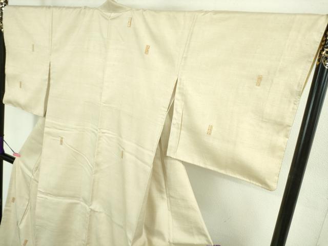 平和屋本店■極上　京都染織メーカー・貴久樹謹製 野蚕糸 ナチュラルタッサー ムガシルク 訪問着 短冊文 練色地 金銀彩　逸品　DZAA8709kh5 平和屋本店□極上 京都染織メーカー・貴久樹謹製 野蚕糸 ナチュラル