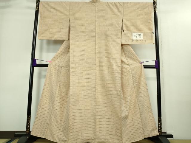 平和屋本店■極上　綿薩摩　東郷織物謹製　手織絣　實篤　純綿織物　薄香色地　証紙付き　逸品　未使用　DZAA8719kh5 平和屋本店□極上 綿薩摩 東郷織物謹製 手織絣 實篤 純綿織物 薄香色地
