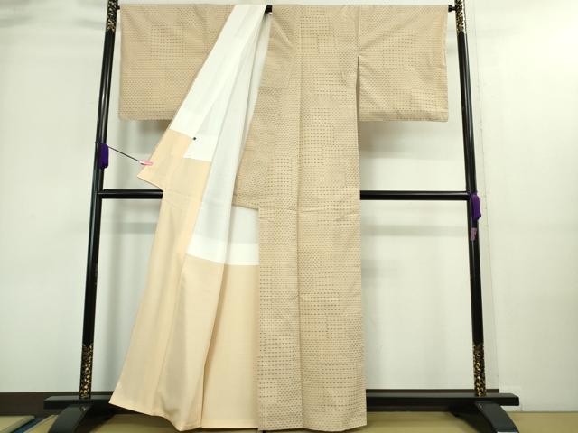 平和屋本店■極上　綿薩摩　東郷織物謹製　手織絣　實篤　純綿織物　薄香色地　証紙付き　逸品　未使用　DZAA8719kh5 平和屋本店□極上 綿薩摩 東郷織物謹製 手織絣 實篤 純綿織物 薄香色地
