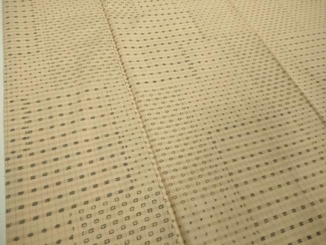 平和屋本店□極上 綿薩摩 東郷織物謹製 手織絣 實篤 純綿織物 薄香色地