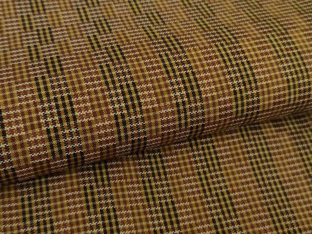 平和屋本店□極上 郡上紬 草木染 格子 反端付き 逸品 未使用