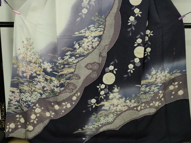 平和屋本店□極上 訪問着 駒刺繍 枝桜 松花文 葉葦工房