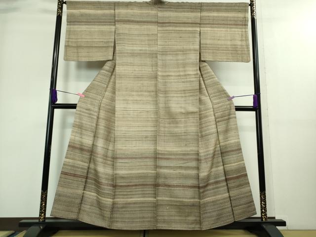 平和屋着物■極上　インド・アッサム　野蚕糸　手織　ムガシルク　訪問着　横段文　金糸　逸品　DZAA8749kh5