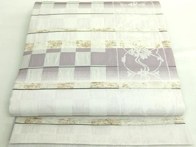 平和屋着物■極上　全通柄袋帯　スリーシーズン帯　ぜんまい紬　市松横段文　逸品　DZAA8750kh5