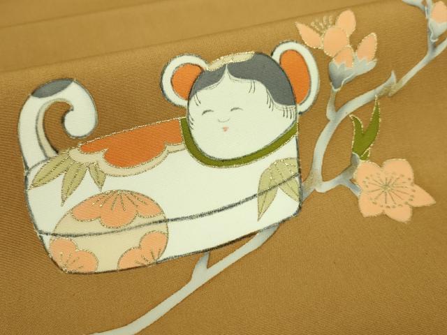 平和屋本店□極上 銀座 志ま亀 塩瀬 九寸名古屋帯 鼠 狐