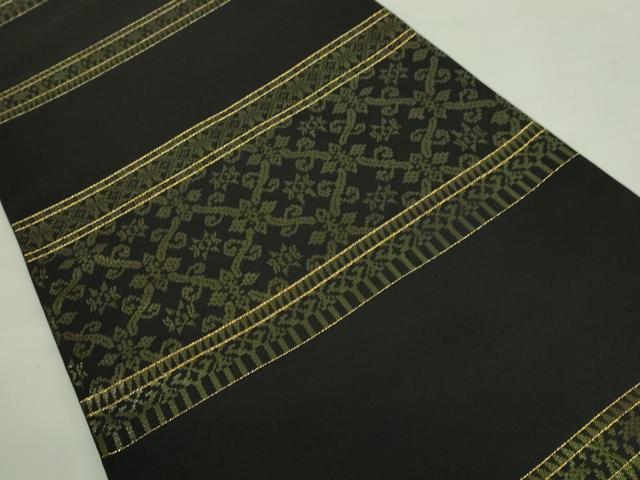 平和屋着物□極上 桝屋高尾 六通柄袋帯 畦地本袋帯 黒地 金糸