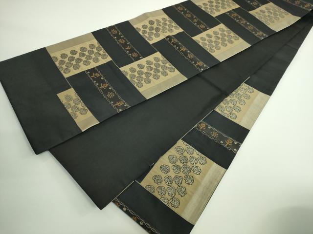 平和屋着物○極上 名門木屋太 今河織物 六通柄袋帯 変わり市松花文
