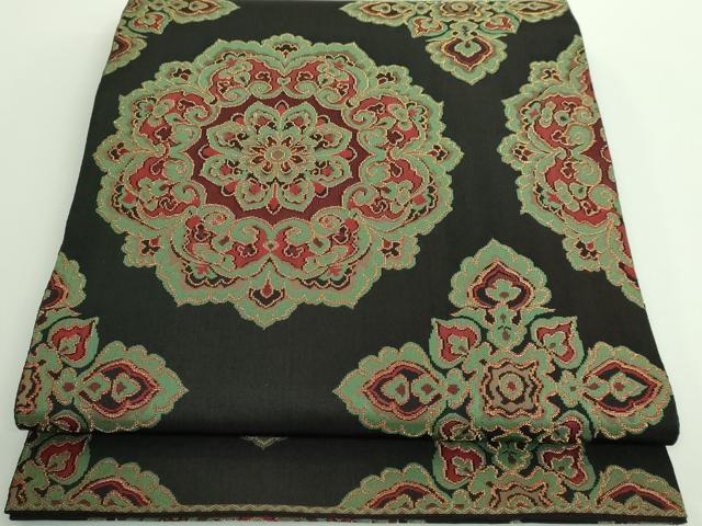 平和屋本店■最高級　人間国宝　北村武資　経錦　六通柄袋帯　正倉院花文　紫黒地　逸品　DZAA8835kh5