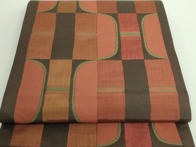 平和屋着物■極上　名門木屋太　今河織物　六通柄袋帯　変わり市松　涅色地　逸品　DZAA8839kh5