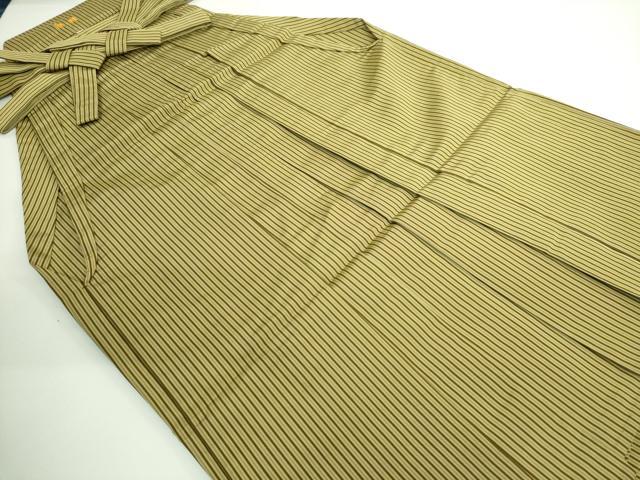 平和屋本店■極上　男性　人間国宝　甲田綏郎　精好仙台平　馬乗り袴　縞　梅幸茶×鶯色　逸品　DZAA8847kh5