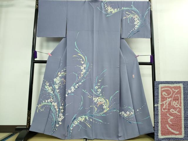 平和屋本店□極上 夏物 訪問着 絽 五泉 花唐草文 暈し染め 反端付き