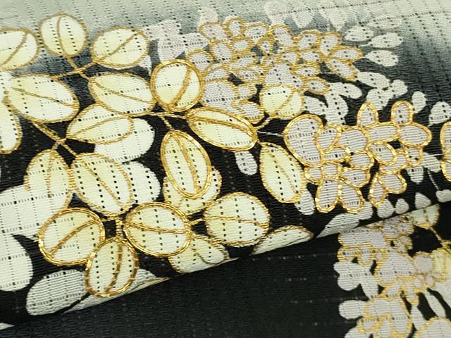 平和屋本店□極上 夏物 訪問着 市松紋絽 駒刺繍 花萩文