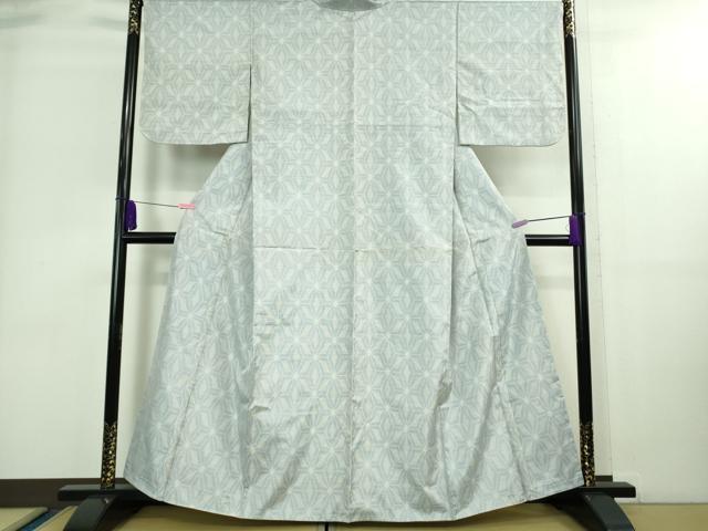 平和屋着物○極上 本場大島紬 白大島 麻の葉文様 逸品 DZAA8875kh5の