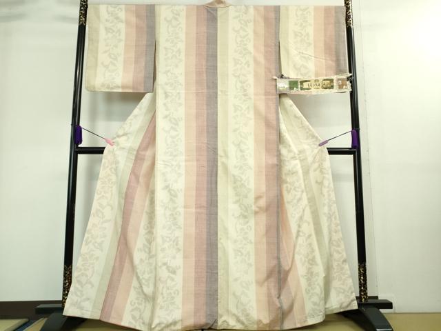 平和屋着物□極上 本場結城玉紬 結織苑 80亀甲 花唐草