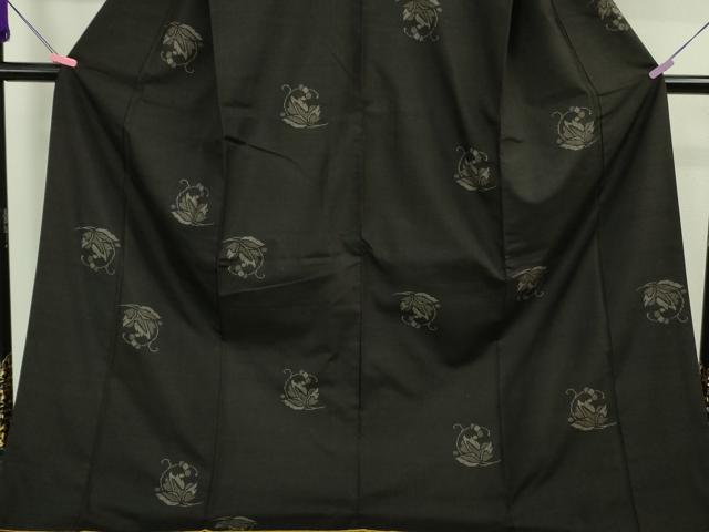 平和屋着物□極上 結城紬 100亀甲 飛び亀甲柄 南天蔦の葉文