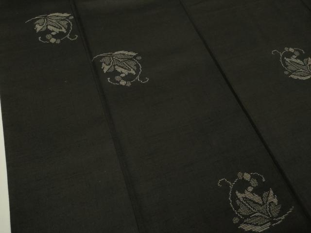 平和屋着物□極上 結城紬 100亀甲 飛び亀甲柄 南天蔦の葉文