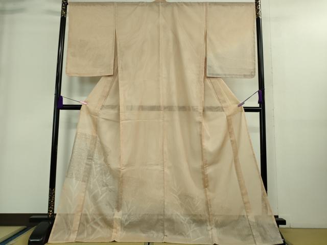 平和屋着物■極上　訪問着　無双　紗袷　紗×紗　ロング丈　流水に鮎　洗柿色地　暈し染め　金銀彩　逸品　未使用　DZAA8941kh5