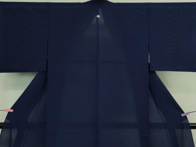 平和屋着物■極上　夏物　色無地　駒絽色紋附　夏物語　濃藍色　反端付き　逸品　DZAA8944kh5 平和屋着物□極上 夏物 色無地 駒絽色紋附 夏物語 濃