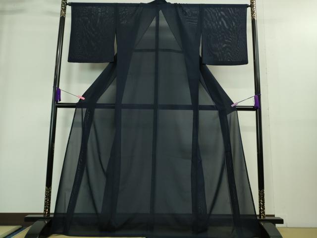 平和屋着物■極上　夏物　色無地　絽　濃紺地　逸品　DZAA8945kh5