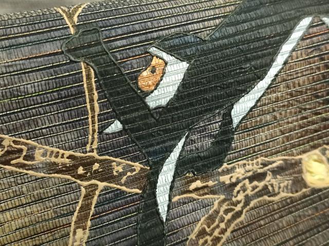 平和屋着物□極上 伝統工芸作家 佐藤暢芳 太鼓柄袋帯 螺鈿箔 ノド