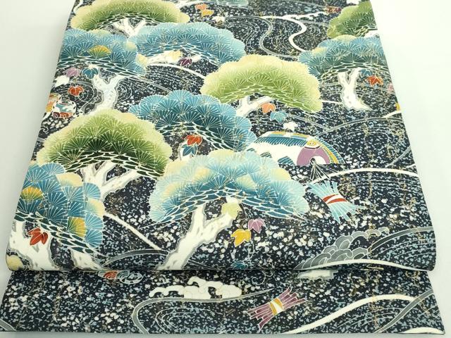 平和屋着物■極上　太鼓柄袋帯　友禅　流水松文　金糸　逸品　DZAA8960kh5