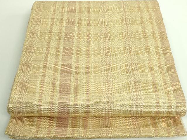 平和屋着物■極上　ひなや工房　くむ・あむ・おる　伊豆蔵明彦　組織　全通柄袋帯　格子　金糸　逸品　DZAA8986kh5