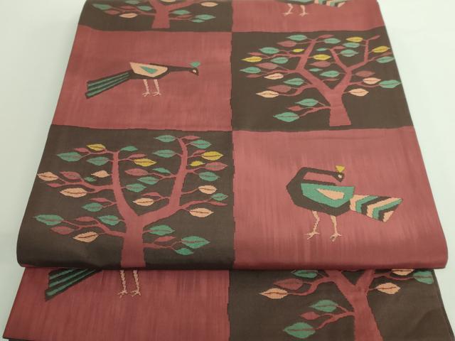 平和屋着物■極上　名門木屋太　今河織物　六通柄袋帯　樹　鳥　逸品　DZAA8992kh5