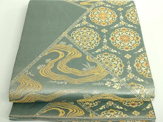 平和屋着物■極上　紋屋井関　十九代　井関宗麟　六通柄袋帯　綾綺織　正倉院花文　金糸　逸品　DZAA9011kh5