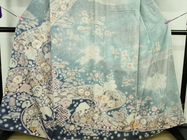 平和屋本店□極上 十七代京屋林蔵 本場結城紬地 訪問着 辻が花