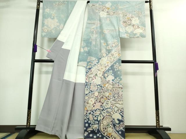 平和屋本店■極上　十七代京屋林蔵　本場結城紬地　訪問着　辻が花　暈し染め　逸品　未使用　DZAA9053kh5 平和屋本店□極上 十七代京屋林蔵 本場結城紬地 訪問着 辻が花