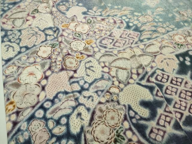 平和屋本店□極上 十七代京屋林蔵 本場結城紬地 訪問着 辻が花