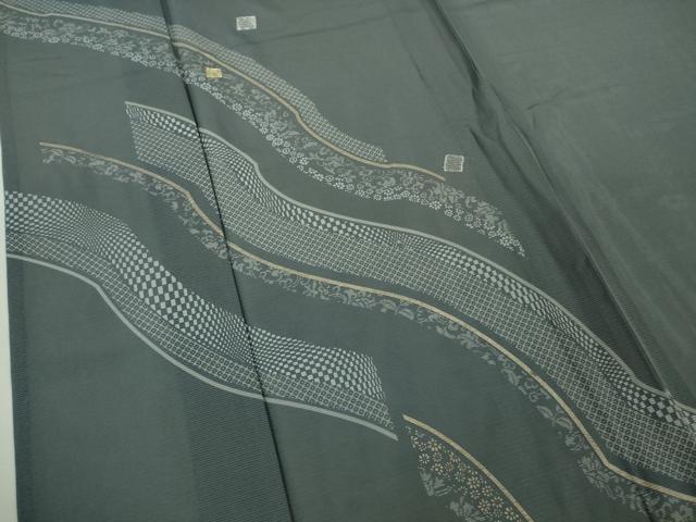 平和屋着物□極上 夏物 訪問着 絽 道長 色紙散らし 薄花色地 金