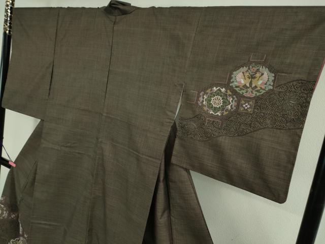 平和屋本店□極上 都喜ヱ門 本場大島紬 訪問着 スワトウ刺繍 相良